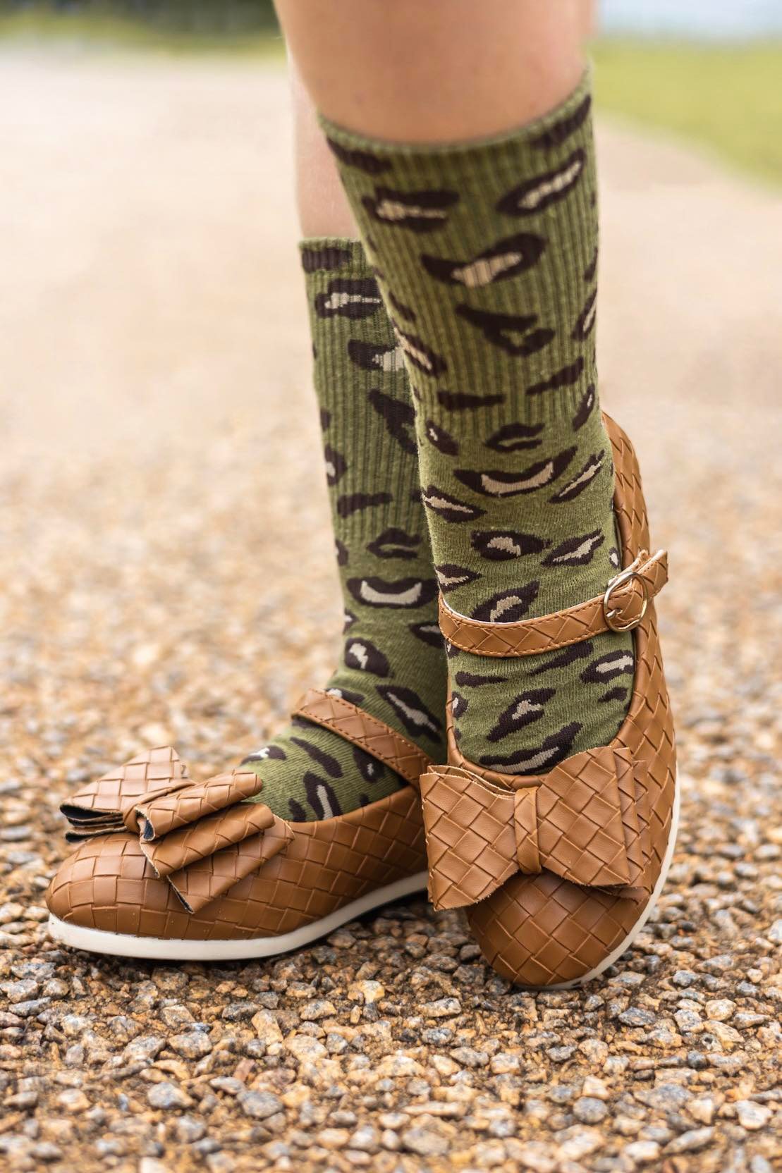 [Camel Basket Weave] Bow Shoes