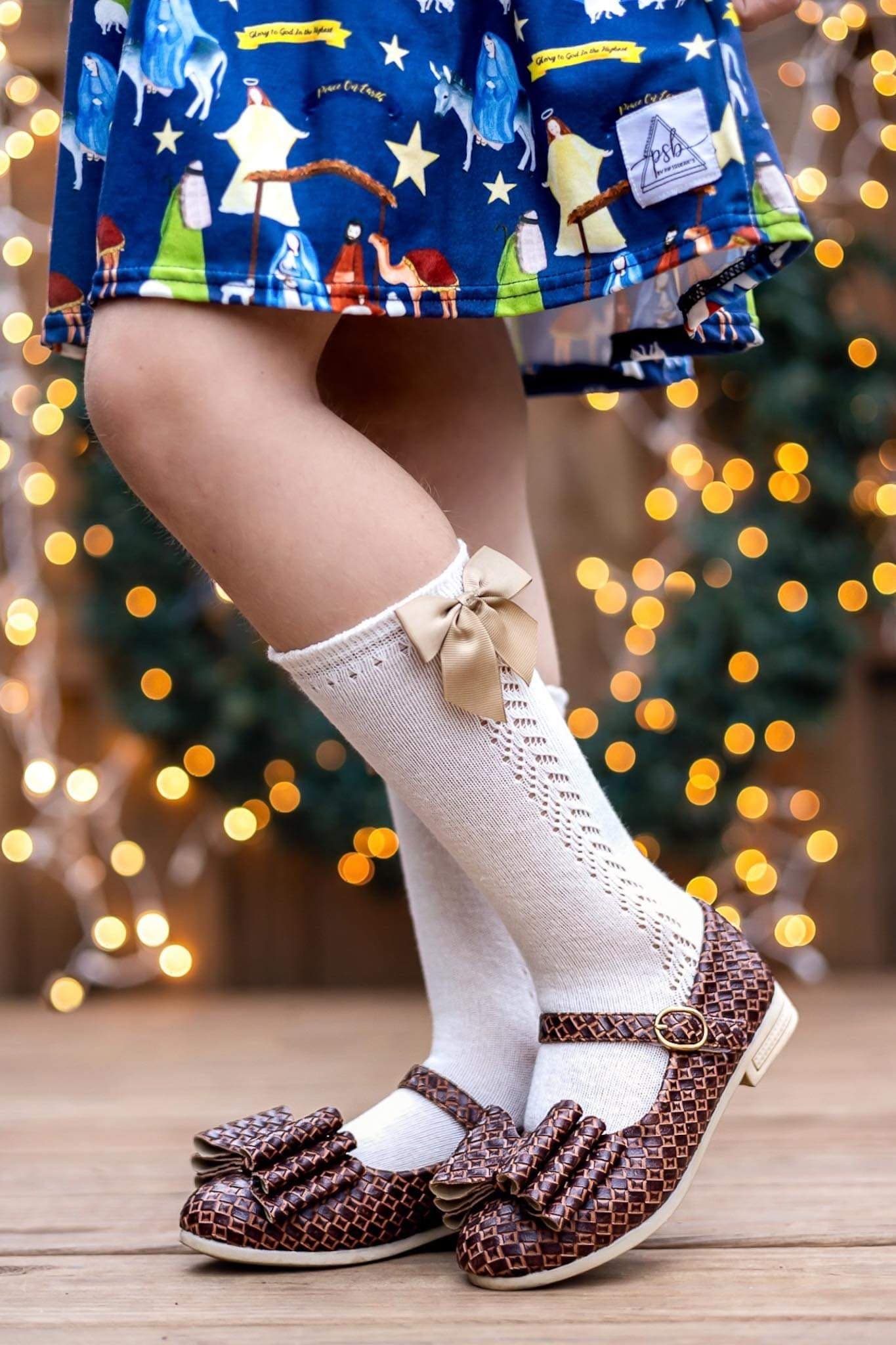 [Brown Basket Weave] Bow Shoes
