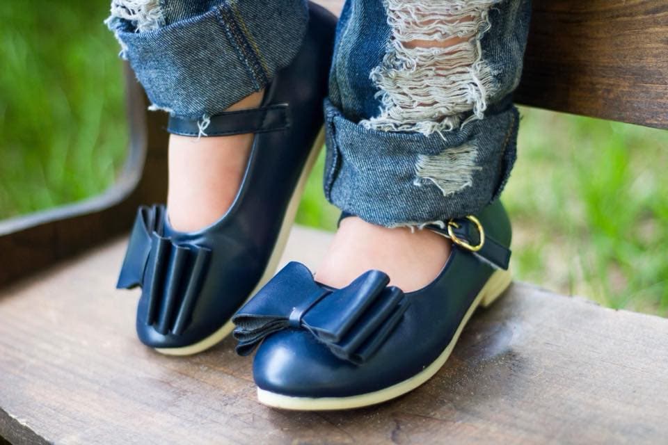 [Navy] Bow Shoes