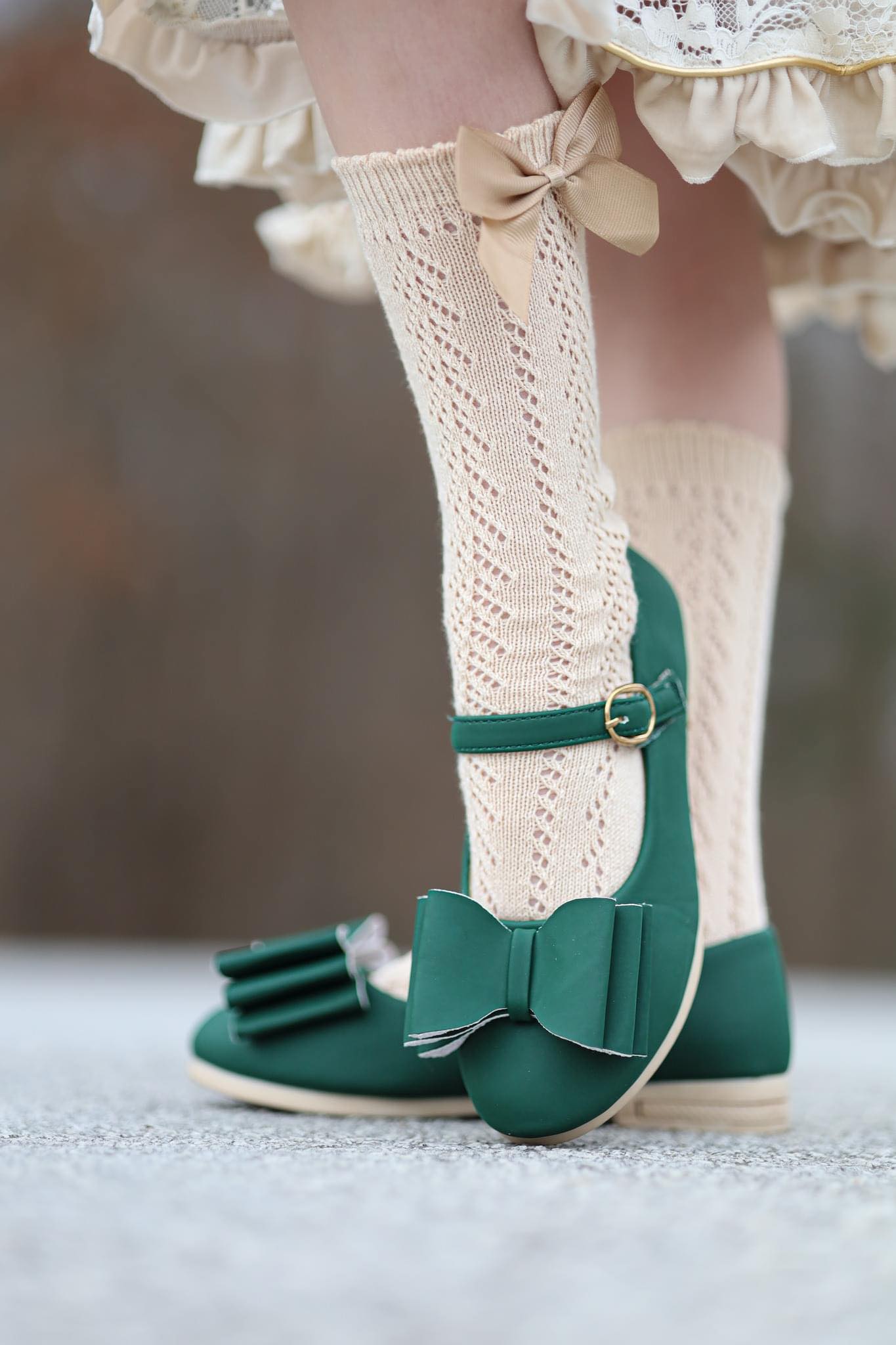 [Hunter Green] Bow Shoes