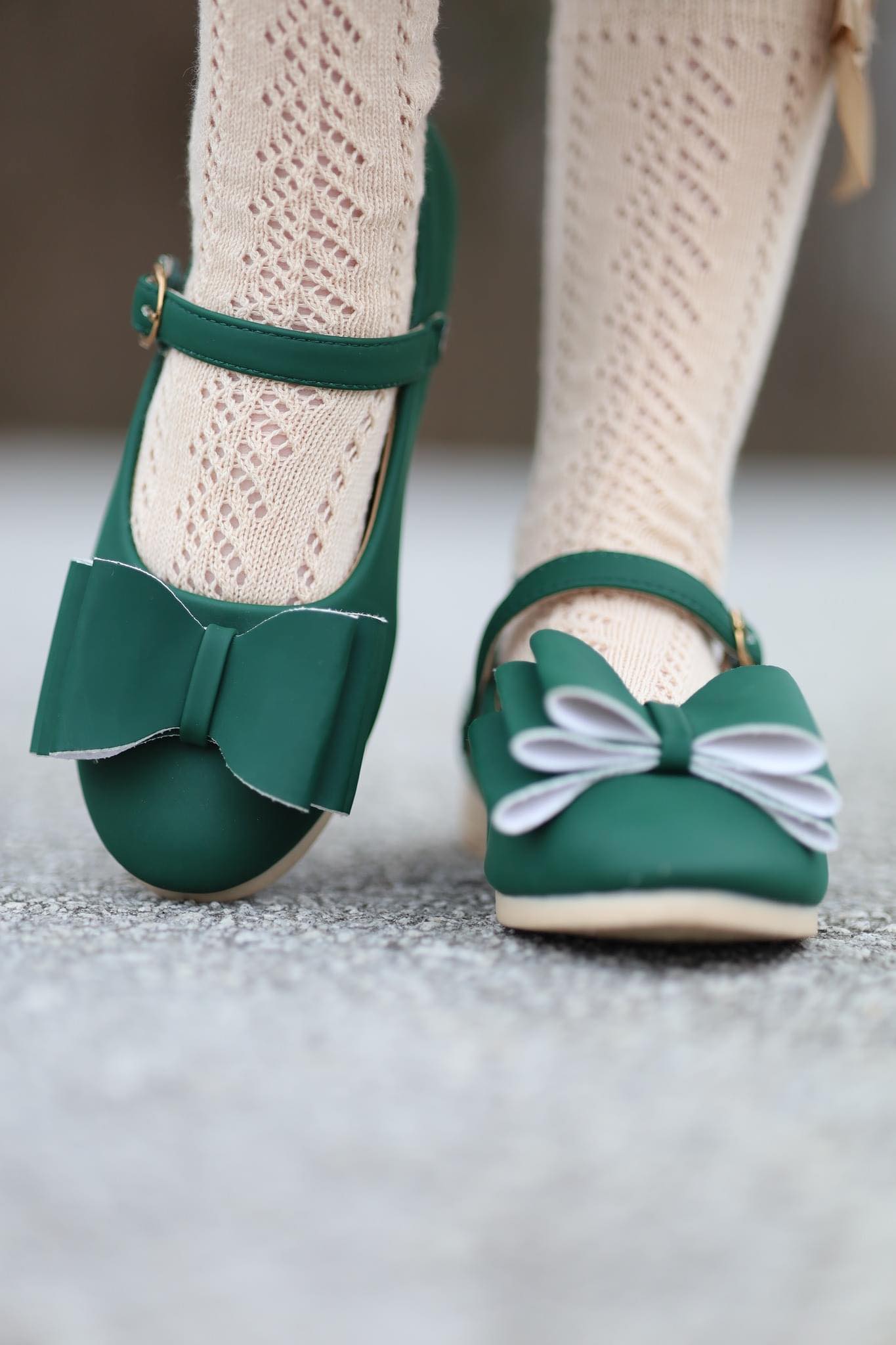 [Hunter Green] Bow Shoes