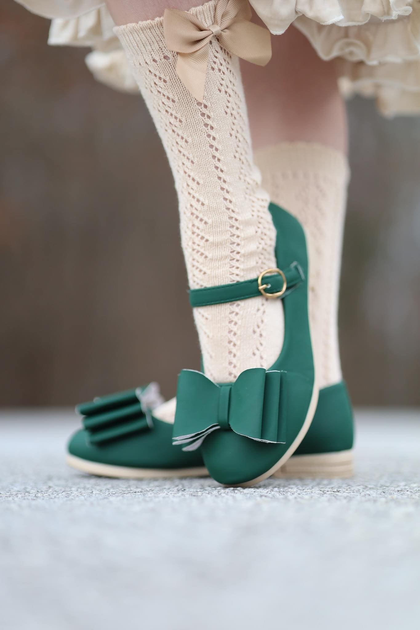 [Hunter Green] Bow Shoes