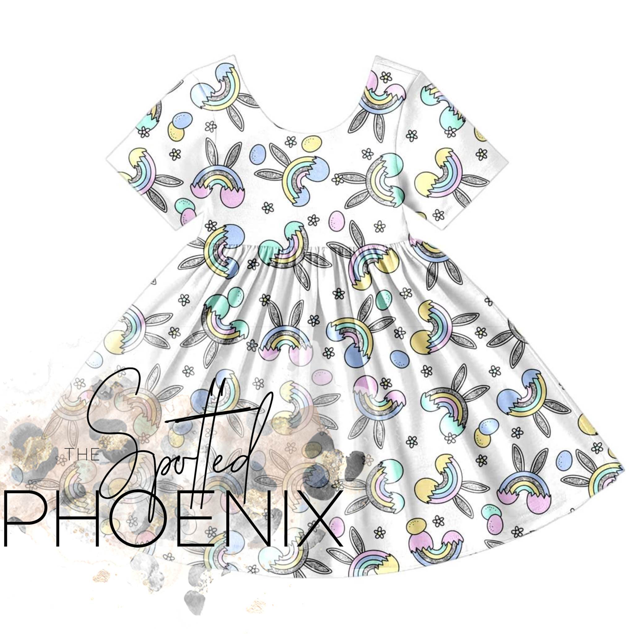 [Easter Rainbows] Twirl Dress w/ Faux Glitter