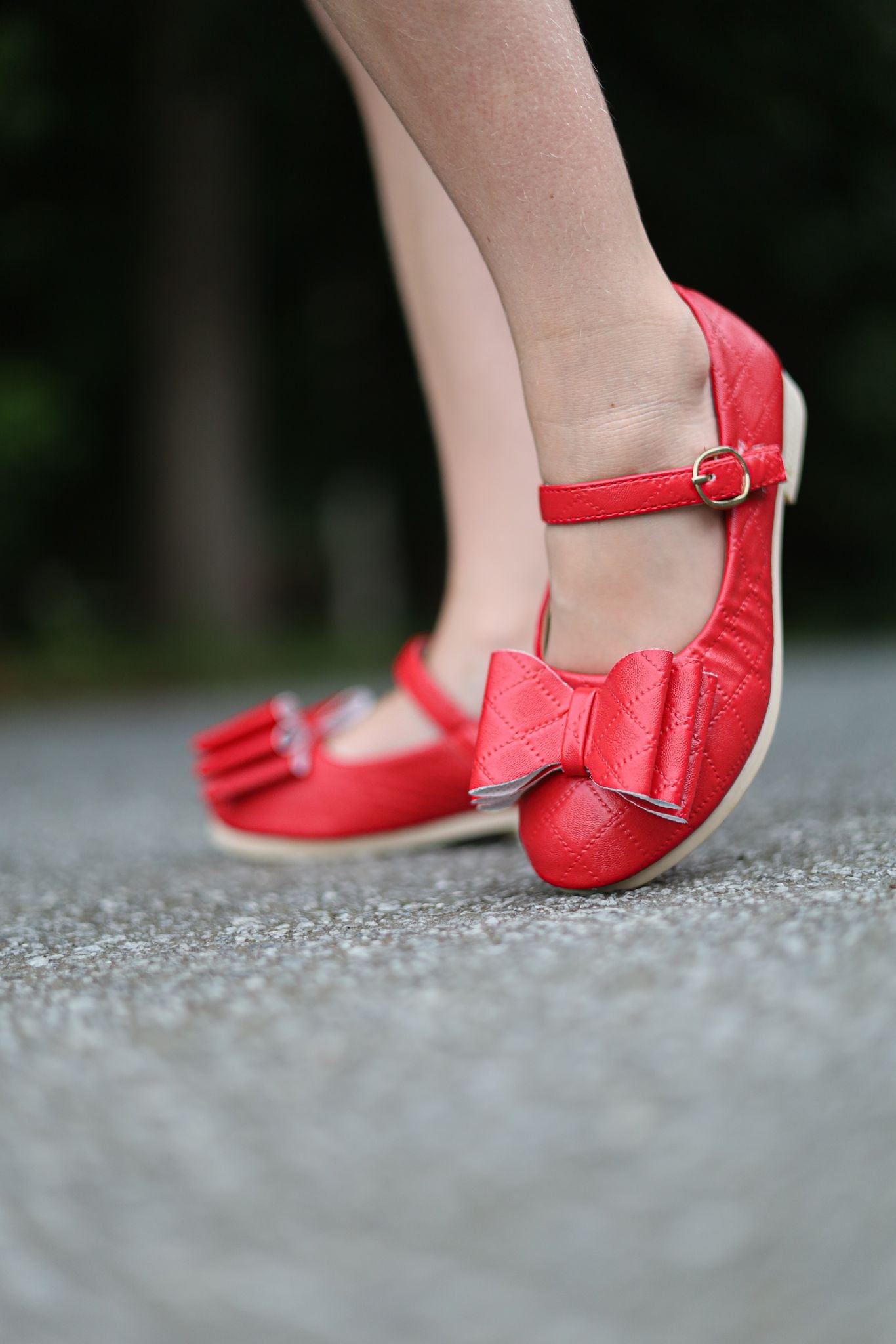 [Red Quilted] FLAWED Bow Shoes