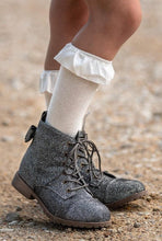 Load image into Gallery viewer, [Cream w/ White Ruffle Trim] Tall Socks
