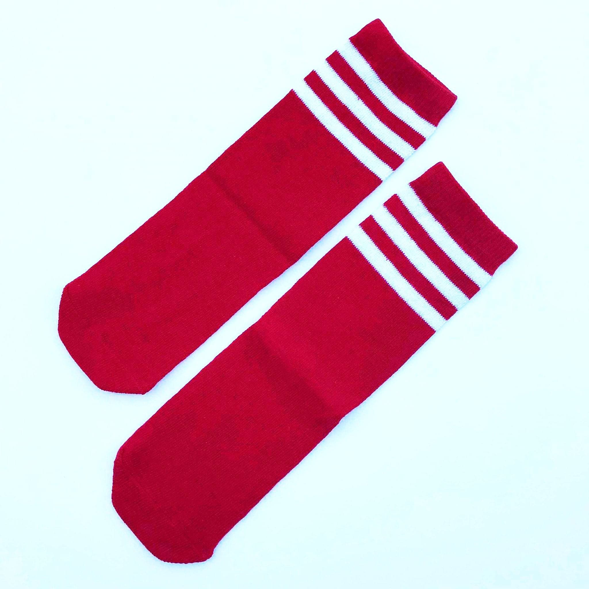 [Red w/ White Stripe] Baseball Socks