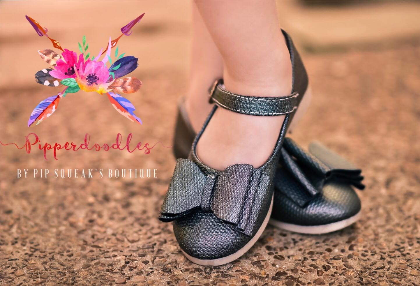 [Textured Chrome] Bow Shoes