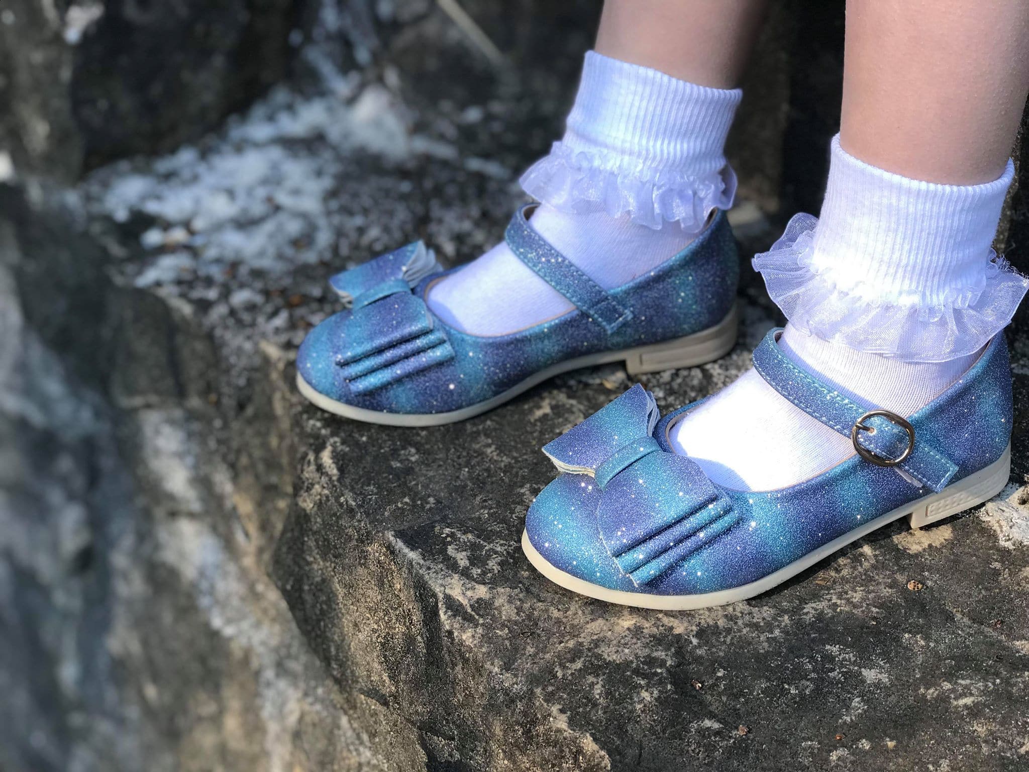 [Blue + Purple Glitter] Bow Shoes