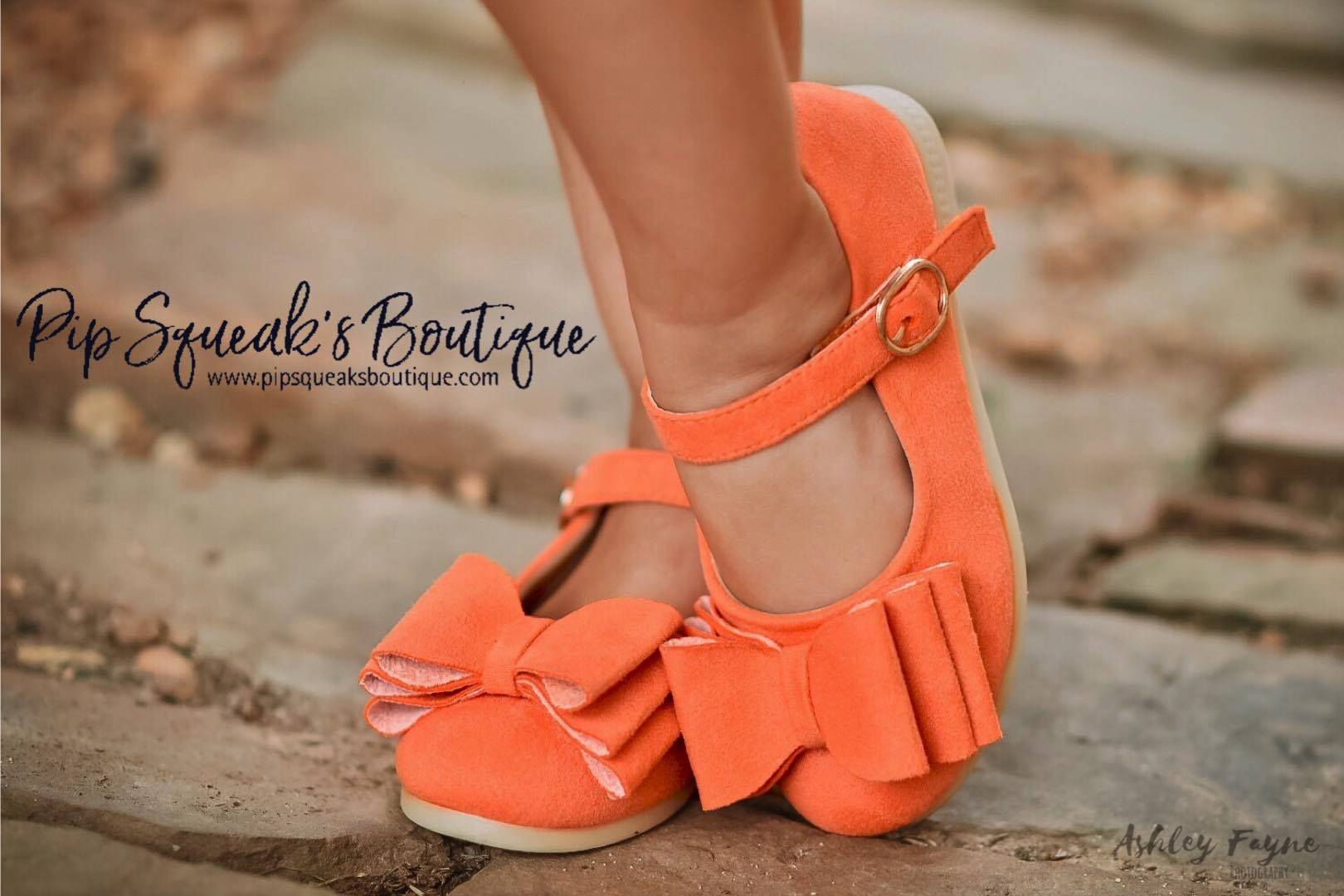 [Orange Suede] Bow Shoes