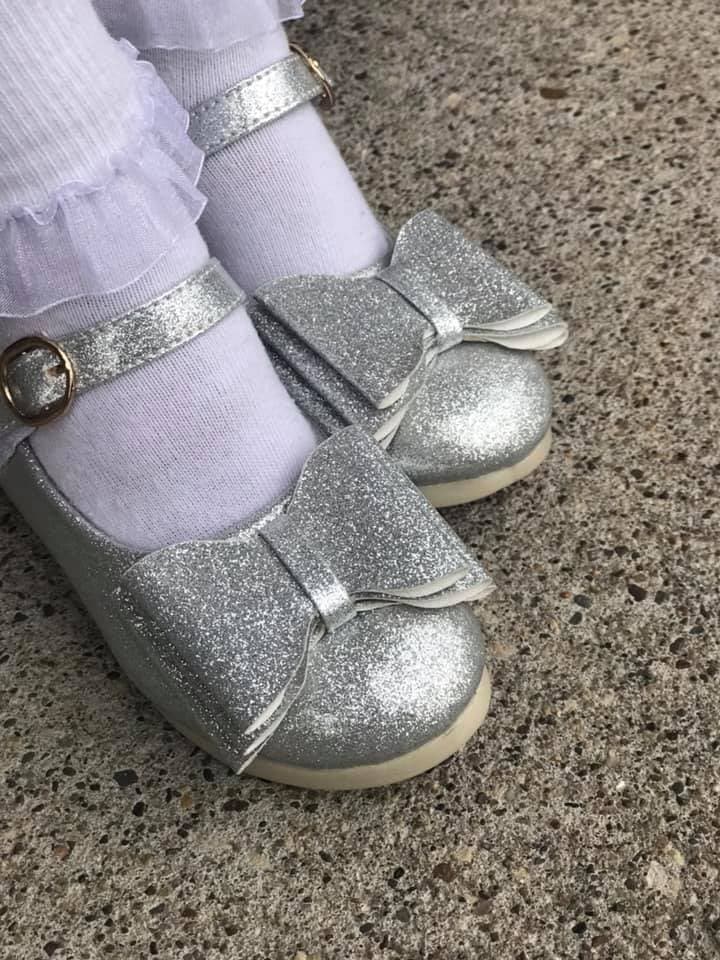 [Glitter Silver] Bow Shoes