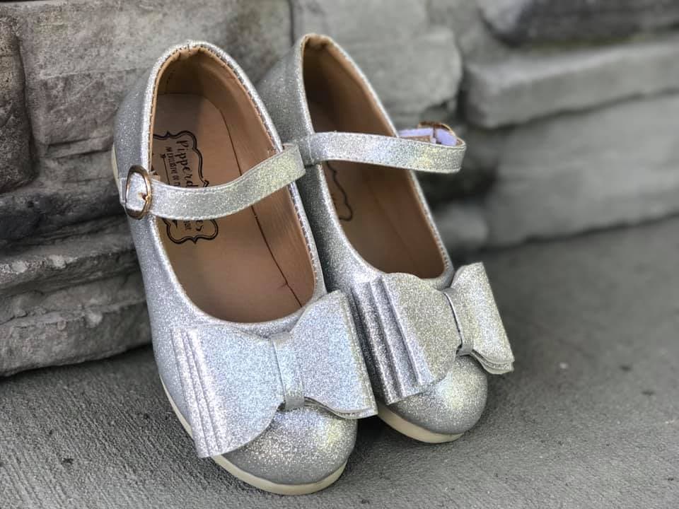 [Glitter Silver] Bow Shoes