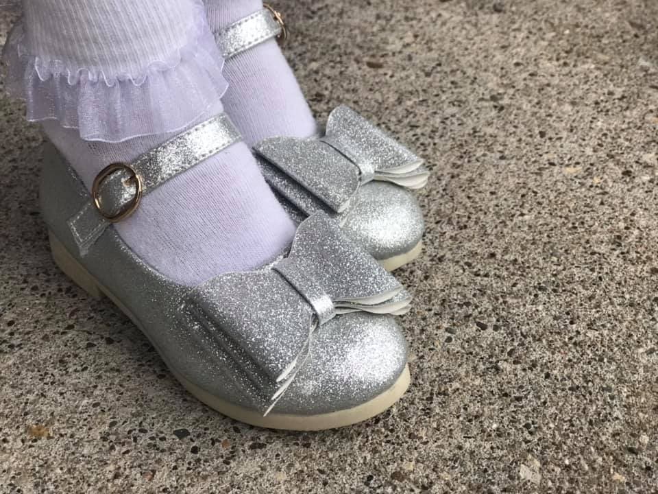 [Glitter Silver] Bow Shoes