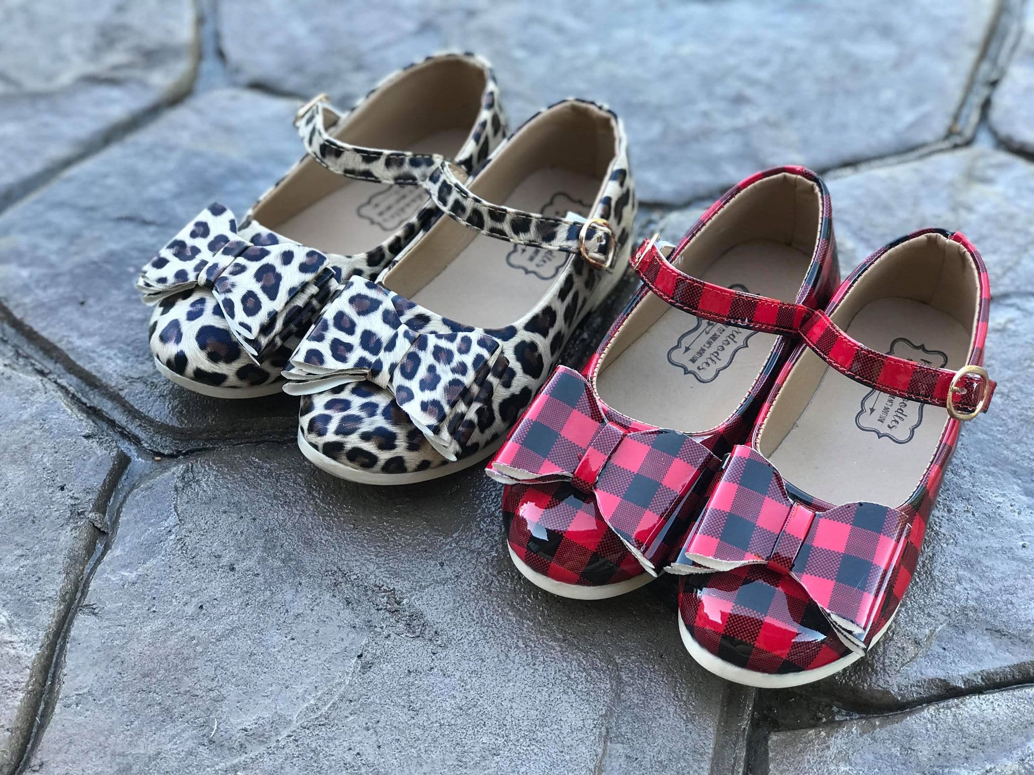 Baby 5 [Red Buffalo Plaid] FLAWED Bow Shoes