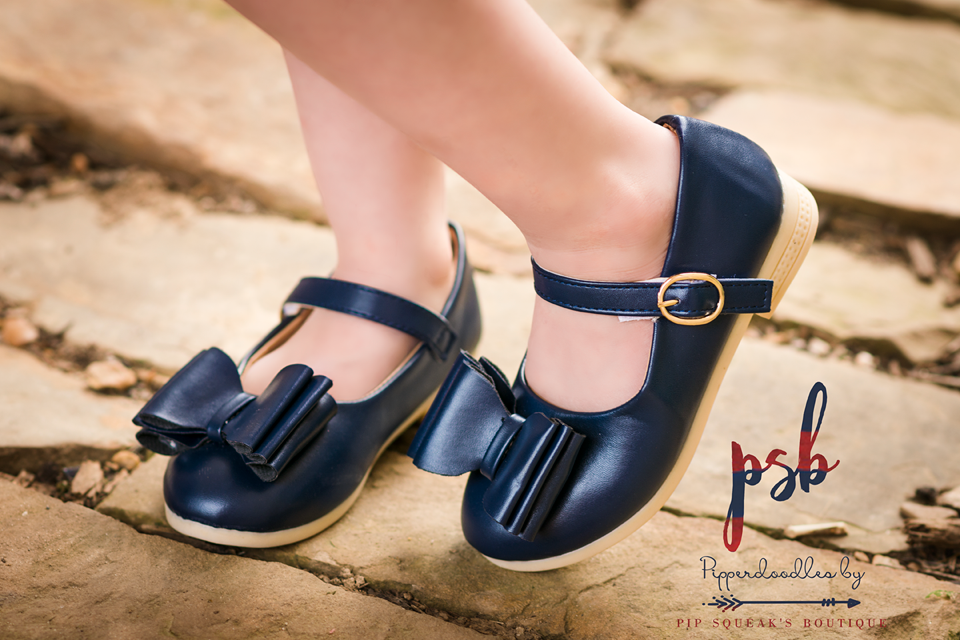 [Navy] Bow Shoes