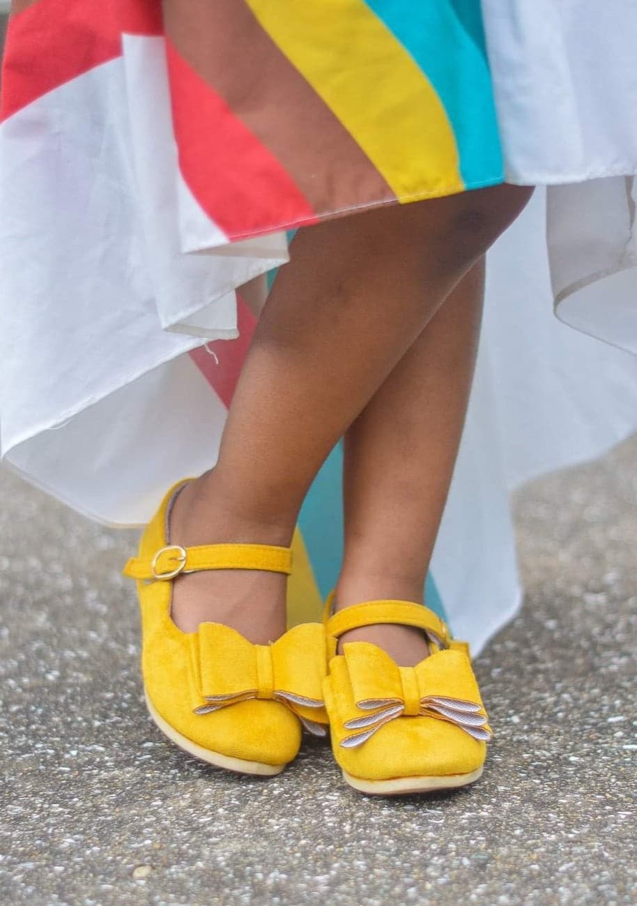 [Mustard Suede] Bow Shoes