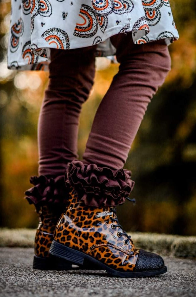 [Leopard + Black Glitter Toe] Boots