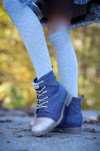 Load image into Gallery viewer, [Rainbow Denim + Gold Glitter Toe] Boots
