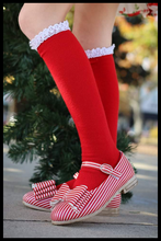 Load image into Gallery viewer, [Red + White Stripe] Bow Shoes
