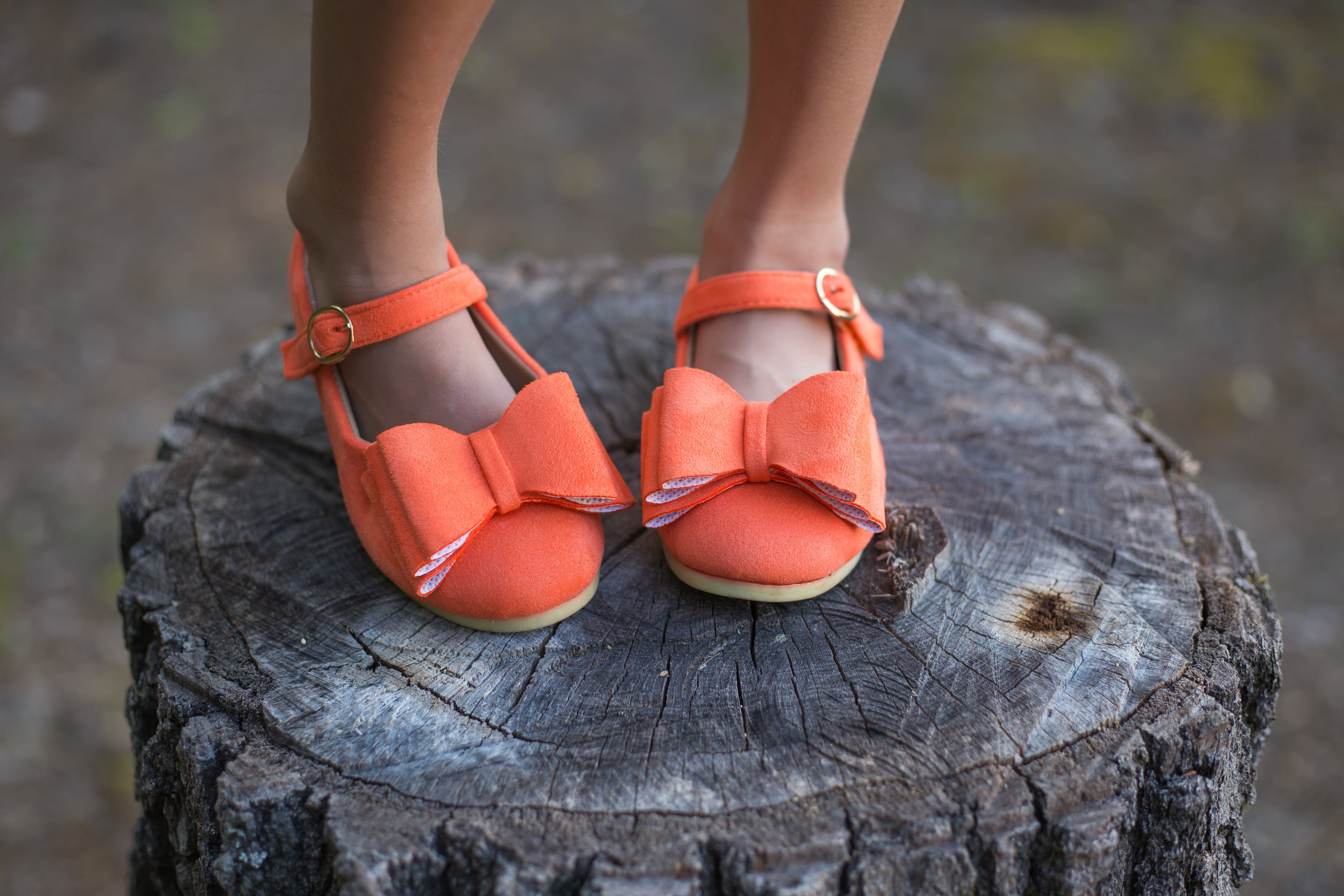 [Orange Suede] Bow Shoes