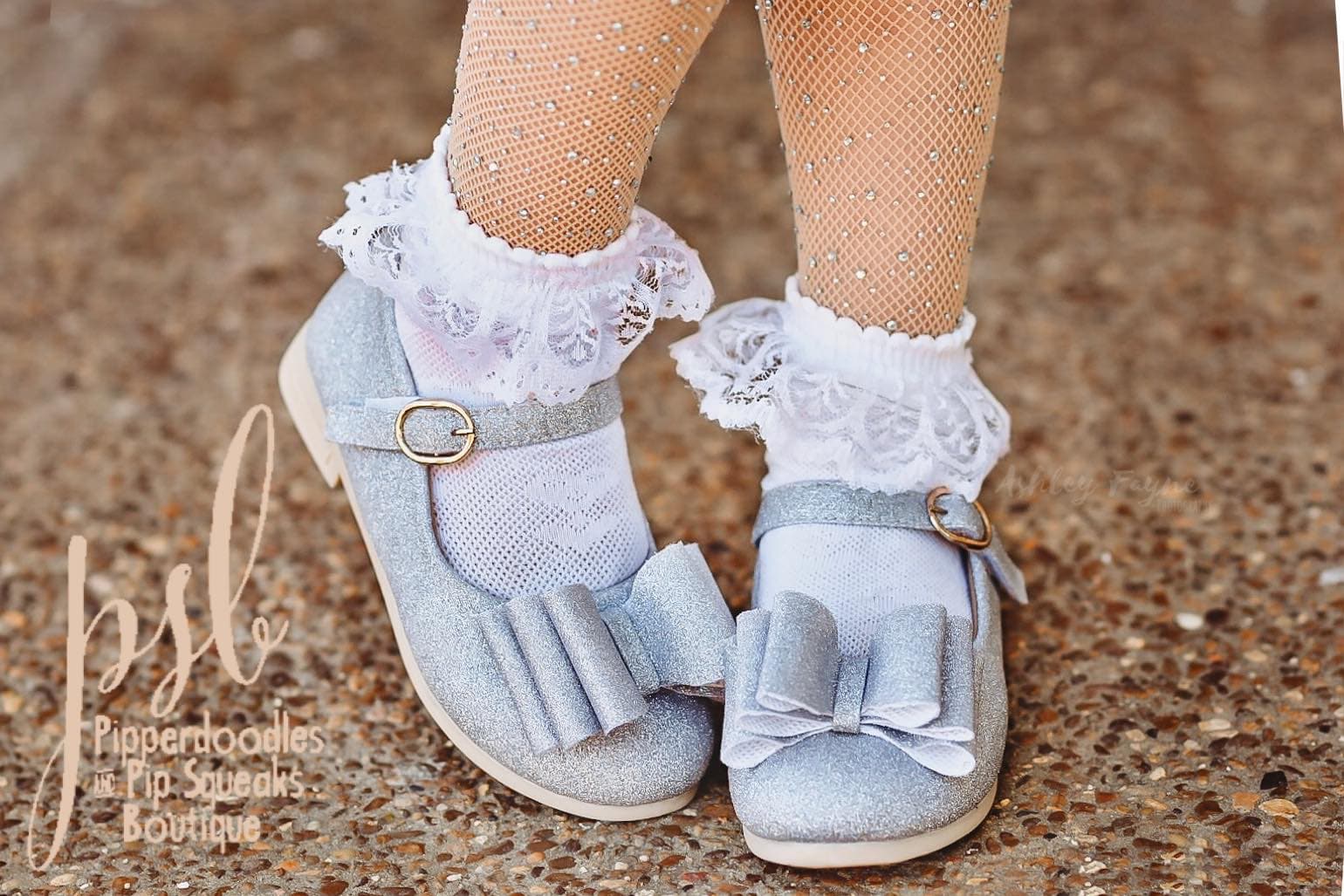 [Glitter Silver] Bow Shoes