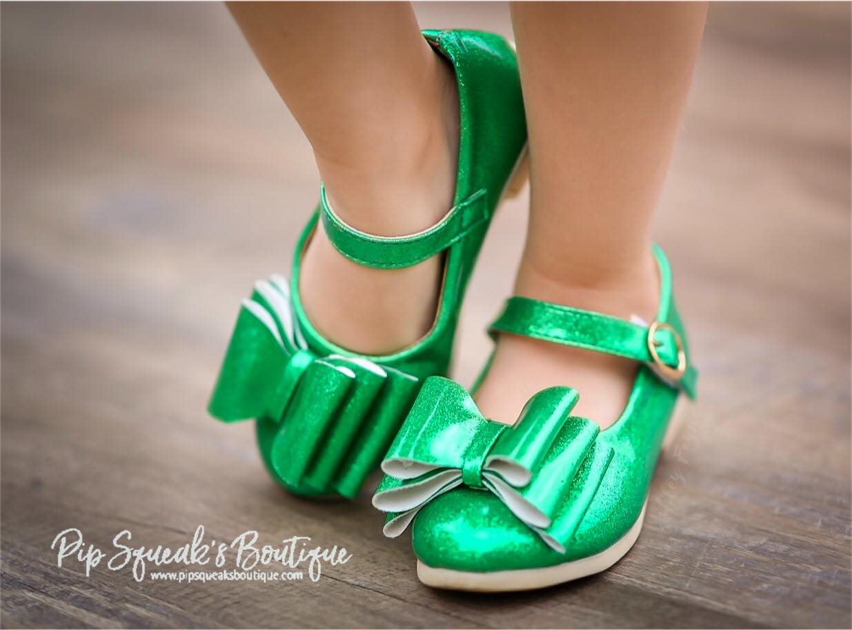 [Glitter Green] Bow Shoes