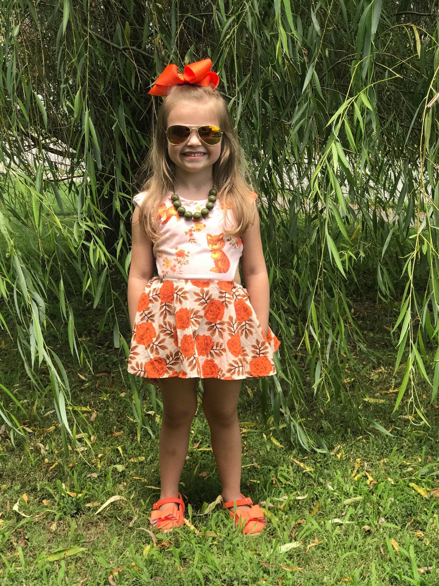 [Orange Suede] Bow Shoes