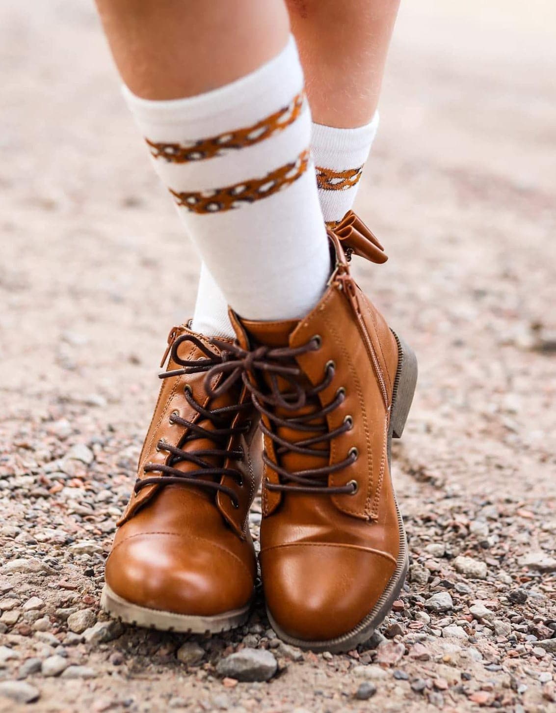 [White] Baseball Sock w/ Leopard Stripes