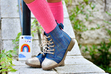 Load image into Gallery viewer, [Rainbow Denim + Gold Glitter Toe] Boots
