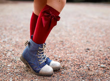 Load image into Gallery viewer, [Rainbow Denim + Gold Glitter Toe] Boots
