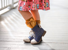Load image into Gallery viewer, [Rainbow Denim + Gold Glitter Toe] Boots
