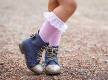 Load image into Gallery viewer, [Rainbow Denim + Gold Glitter Toe] Boots
