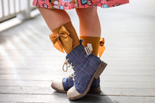Load image into Gallery viewer, [Rainbow Denim + Gold Glitter Toe] Boots
