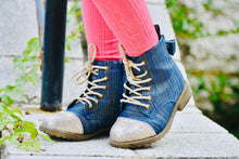 Load image into Gallery viewer, [Rainbow Denim + Gold Glitter Toe] Boots
