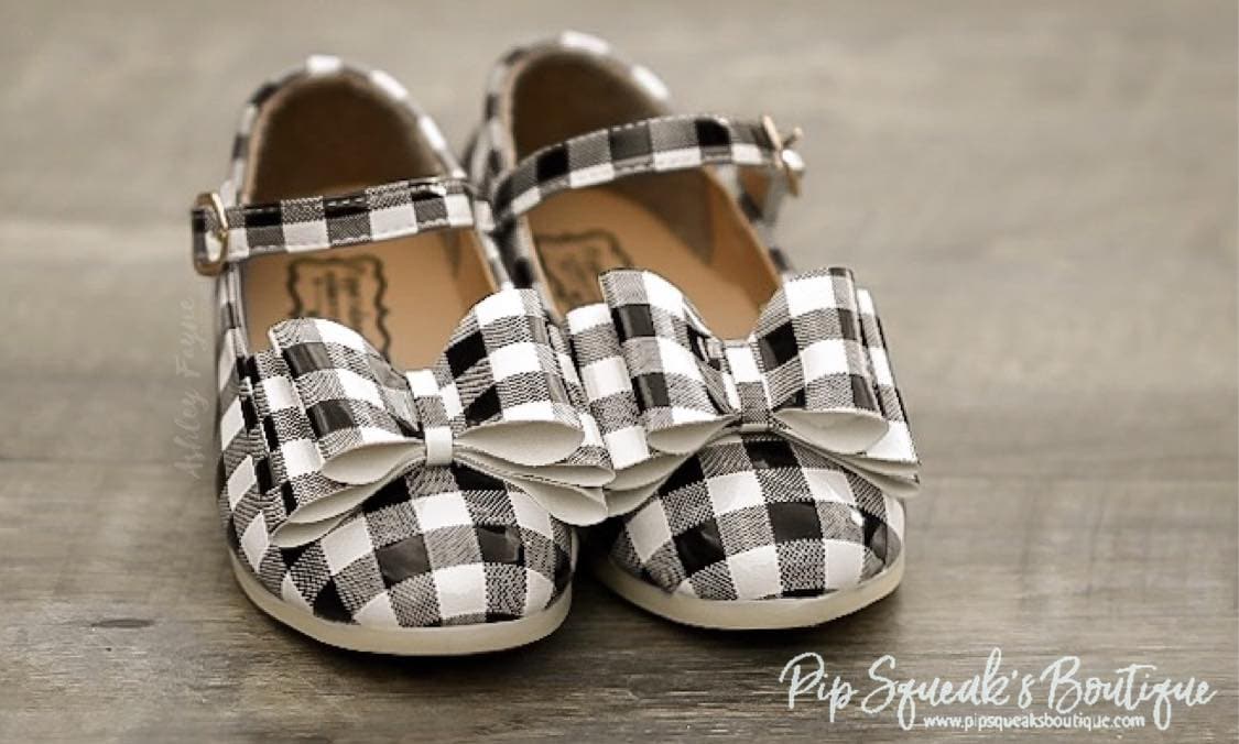 [White Buffalo Plaid] Bow Shoes
