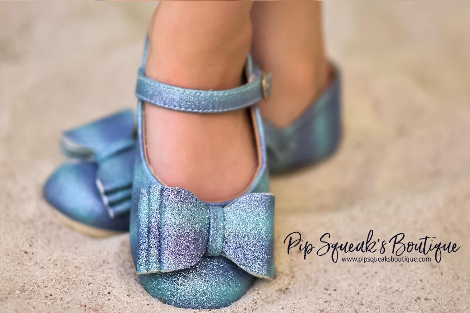 [Blue + Purple Glitter] Bow Shoes