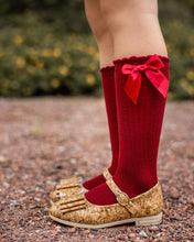 Load image into Gallery viewer, [Maroon Silk Bow] Tall Socks
