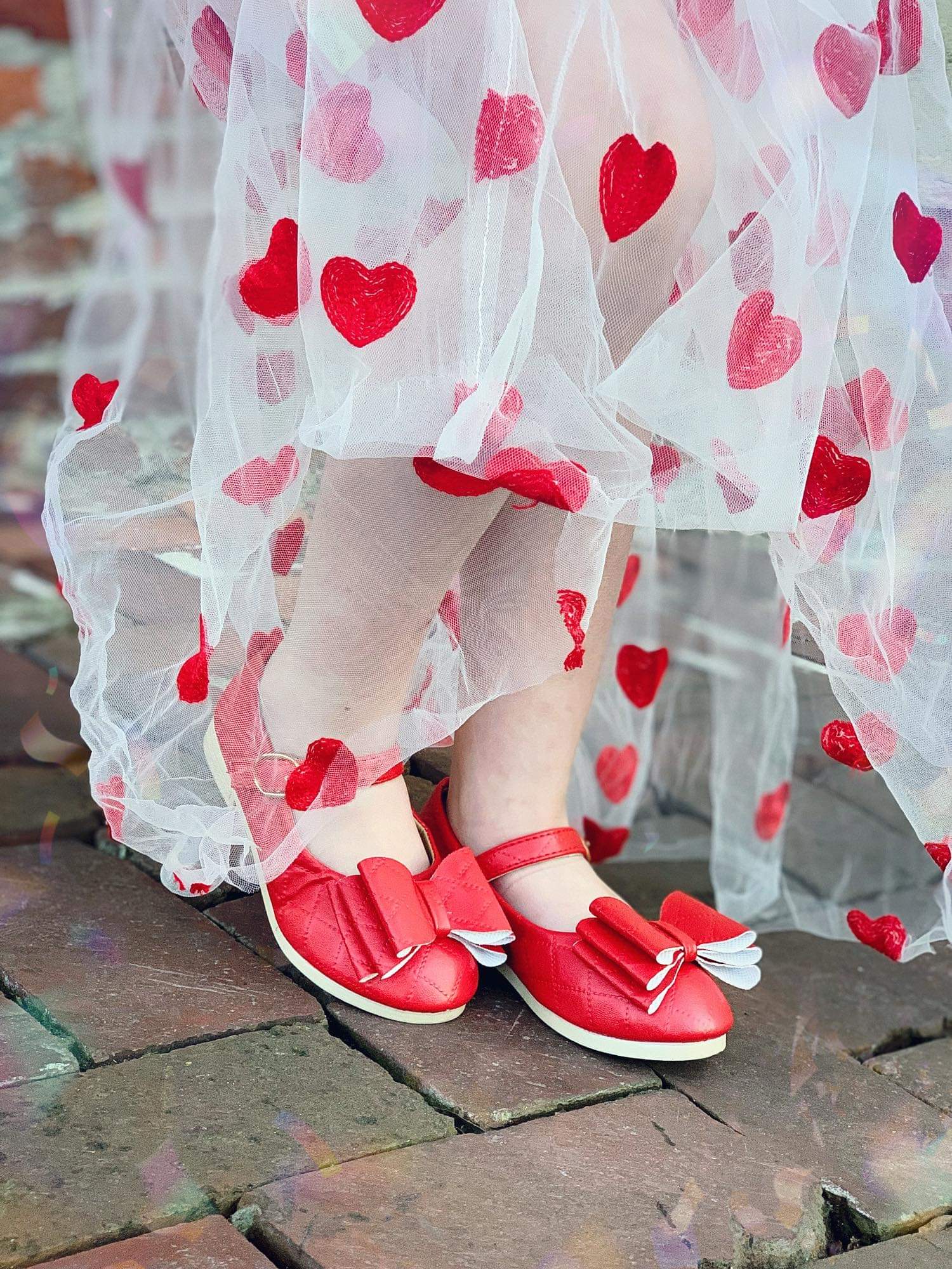 [Red Quilted] Bow Shoes