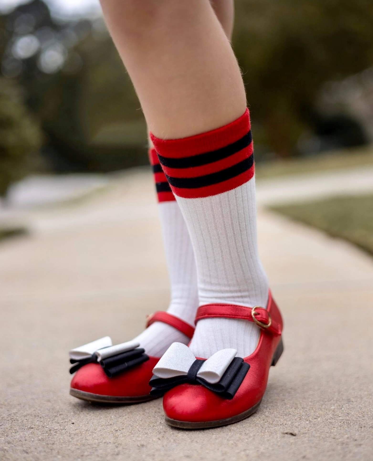 [Red, White + Black] Bow Shoes