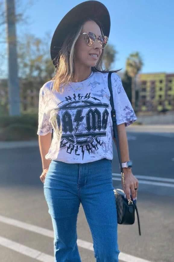 [High Voltage MAMA] Hand Bleached Tee Shirt