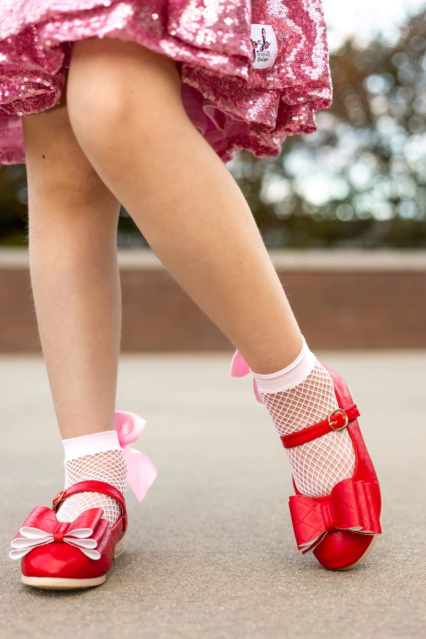[Red Quilted] Bow Shoes