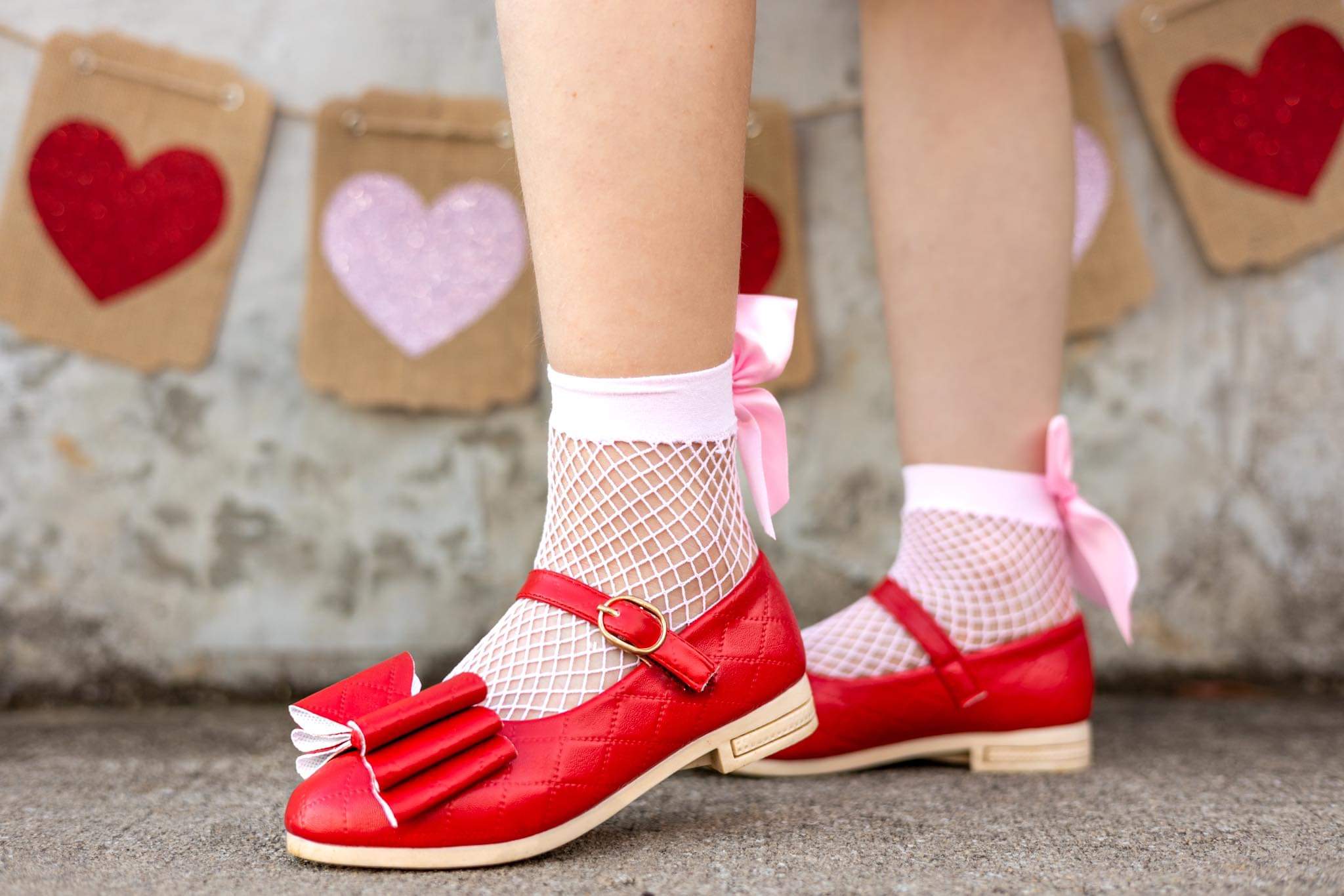 [Red Quilted] Bow Shoes