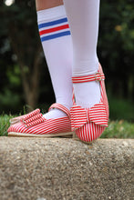 Load image into Gallery viewer, [Red + White Stripe] Bow Shoes
