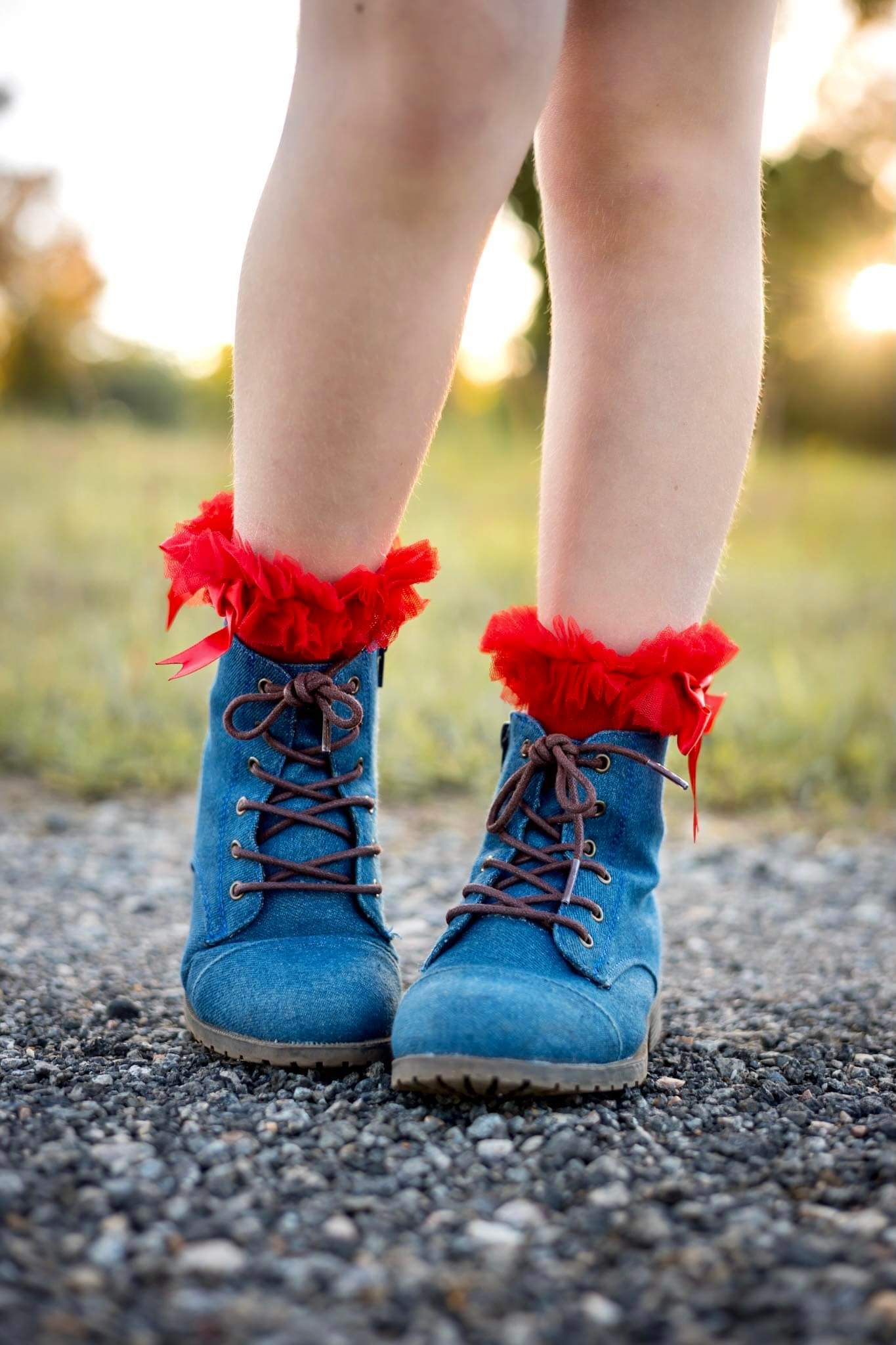 [Red Tulle w/ Silk Bow] Socks