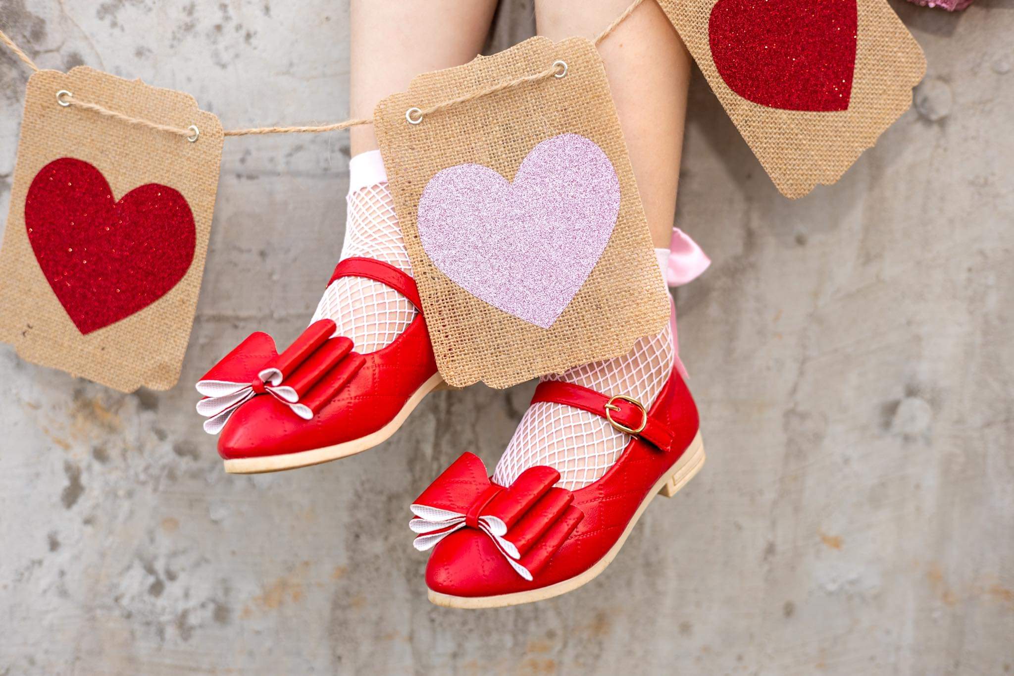 [Red Quilted] Bow Shoes