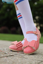 Load image into Gallery viewer, [Red + White Stripe] Bow Shoes
