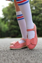 Load image into Gallery viewer, [Red + White Stripe] Bow Shoes
