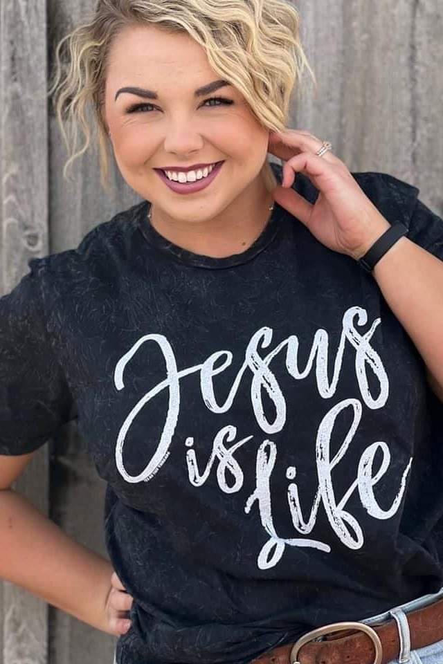 [Jesus is Life] Distressed Tee Shirt
