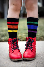 Load image into Gallery viewer, [Black + Rainbow Stripe] Baseball Socks
