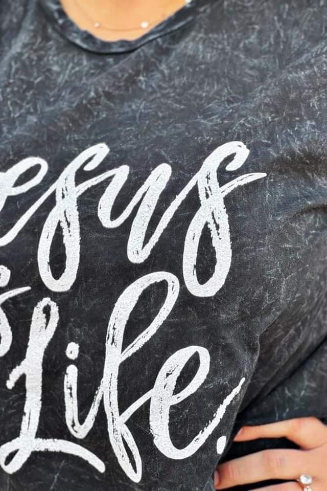 [Jesus is Life] Distressed Tee Shirt