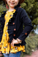 Load image into Gallery viewer, [Black Ribbed] High Low Ruffle Cardi
